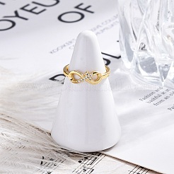 Brass Micro Pave Clear Cubic Zirconia Cuff Finger Rings&nbsp;RJEW-G337-23G