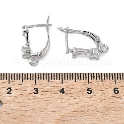 Brass Micro Pave Clear Cubic Zirconia Hoop Earring Findings&nbsp;KK-Z143-07P