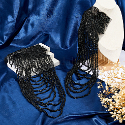 2Pcs Resin Beaded Tassel Chain Epaulettes&nbsp;FIND-FH0016-57B