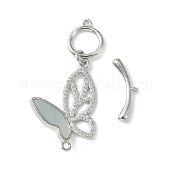 Rack Plating Brass Micro Pave Cubic Zirconia Toggle Clasps&nbsp;KK-K165-41P