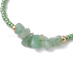 Natural Mixed Gemstone Chip & Glass Seed Beads Braided Bead Bracelets for Women&nbsp;BJEW-MZ00245