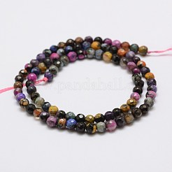 Faceted Natural Fire Crackle Agate Beads Strands&nbsp;G-F447-4mm-A07