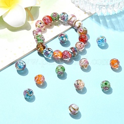 40Pcs 8 Colors Handmade Gold Sand Lampwork Beads&nbsp;LAMP-YW0001-22