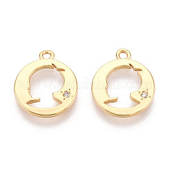 Brass Micro Pave Clear Cubic Zirconia Pendants&nbsp;KK-T078-09G-02