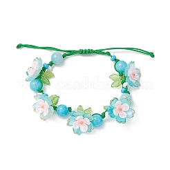 3Pcs Floral Acrylic Beads Braided Bead Bracelets for Women&nbsp;BJEW-MZ00184