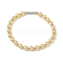 Brass Round Beaded Stretch Bracelets for Women&nbsp;BJEW-B148-01GP