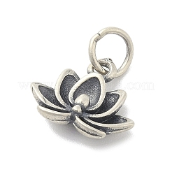 925 Sterling Silver Flower Charms with Jump Rings and 925 Stamp&nbsp;STER-M021-02AS-04