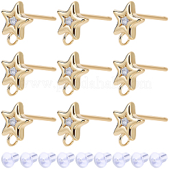 16Pcs Brass Micro Pave Clear Cubic Zirconia Stud Earring Findings&nbsp;MAK-SC0001-20B