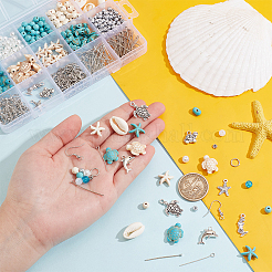 DIY Synthetic Turquoise Beaded Dangle Earring Making Kit&nbsp;DIY-PH0022-46