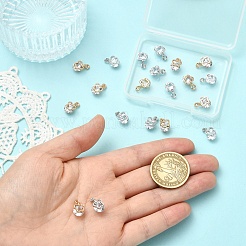 20Pcs 2 Colors Alloy Clear Cubic Zirconia Charms&nbsp;ZIRC-YW0001-38