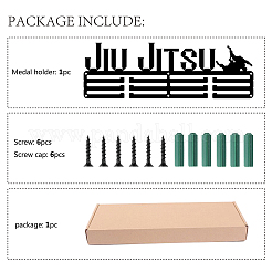 Word JIU JITSU Fashion Iron Medal Hanger Holder Display Wall Rack&nbsp;ODIS-WH0021-038