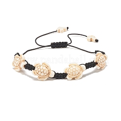 3Pcs 3 Color Synthetic Turquoise(Dyed) Tortoise Braided Bead Bracelets Set&nbsp;BJEW-JB07982