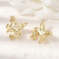 Horse Brass Stud Earrings&nbsp;EJEW-D352-03G-01