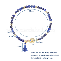 Natural Lapis Lazuli Stretch Charm Bracelets&nbsp;BJEW-JB04849-04