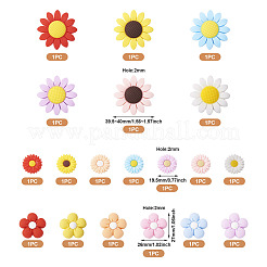 19Pcs 19 Styles Flower Food Grade Eco-Friendly Silicone Focal Beads&nbsp;SIL-BT0001-05