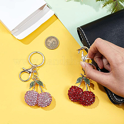 2Pcs 2 Colors Zinc Alloy Rhinestone Keychain&nbsp;KEYC-BC0001-13