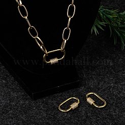 Brass Micro Pave Cubic Zirconia Screw Carabiner Lock Charms&nbsp;ZIRC-F105-03G