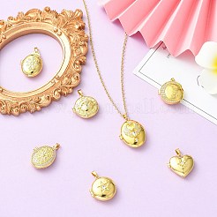 7Pcs 7 Styles Brass Micro Pave Clear Cubic Zirconia Locket Pendants&nbsp;KK-CJ0005-71