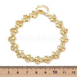 Brass Micro Pave Clear Cubic Zirconia Link Bracelets for Women&nbsp;BJEW-F504-14G