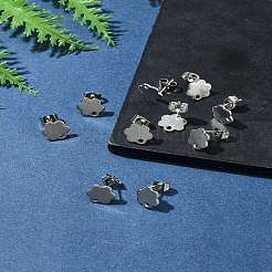 10Pcs 201 Stainless Steel Stud Earring Findings with Hole&nbsp;EJEW-FS0001-14C