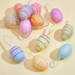 2 Sets 2 Styles Easter Egg Foam Glitter Powder Pendant Decorations&nbsp;AJEW-SP0004-78B