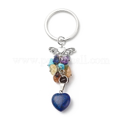 Heart Natural & Synthetic Mixed Stone Chips & Pendant Keychain&nbsp;KEYC-JKC00359
