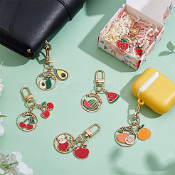 6Pcs 6 Styles Fruits Alloy Enamel Pendant Decorations&nbsp;HJEW-PH0001-87