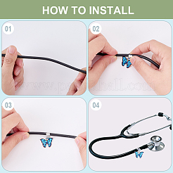 12Pcs Butterfly Alloy Enamel Stethoscope Pendant Decorations&nbsp;HJEW-CP00064