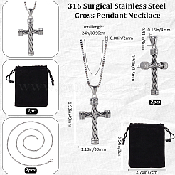DIY 316 Surgical Stainless Steel Cross Pendant Necklaces Making Kits&nbsp;DIY-BBC0002-20