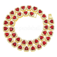 Alloy Crystal Rhinestone & Heart Glass Square Link Chain Tennis Necklaces&nbsp;FS-WG8A429-01