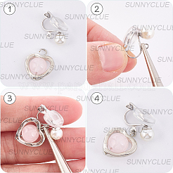 24Pcs 4 Styles 304 Stainless Steel Clip-on Earring Findings with Imitation Pearl Plastic Beaded&nbsp;STAS-SC0010-46B