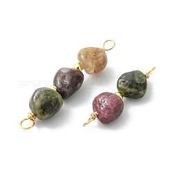 3Pcs 3 Styles Natural Multicolor Tourmaline Nuggets Beaded Links Connector Charms with Brass Loops&nbsp;PALLOY-JF05498