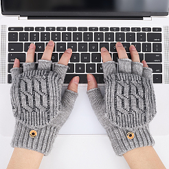 Alpaca Wool & Spandex Winter Knitted Convertible Fingerless Gloves&nbsp;AJEW-WH20042-30C