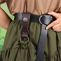 2Pcs Flat Round PU Leather Medieval Belt Pendant&nbsp;AJEW-CL0002-87A