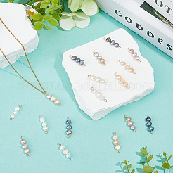 20Pcs 5 Colors Natural Cultured Freshwater Pearl Two Sides Polished Beaded Connector Charms&nbsp;PALLOY-WR00031