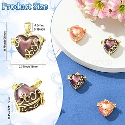 6Pcs 2 Colors Brass Enamel Prayer Box Pendants&nbsp;KK-CJ0005-80