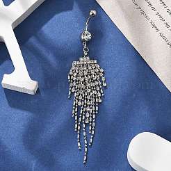 Alloy Crystal Rhinestone Dangle Curved Barbell Belly Rings&nbsp;LS-AJEW-R007-04P-03