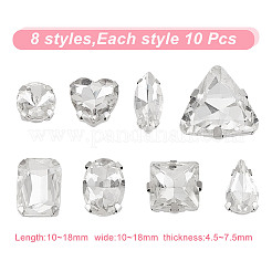 80pcs 8 styles Square/Heart/Horse Eye Sew on Rhinestone&nbsp;GGLA-DC0001-02