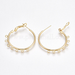 Brass Hoop Earring Findings with Latch Back Closure&nbsp;KK-T038-247G