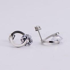Stainless Steel Clear Cubic Zirconia Ring Stud Earrings&nbsp;X-ZH7800