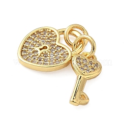 Brass Micro Pave Cubic Zirconia Pendants&nbsp;KK-H076-01G