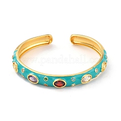 Colorful Cubic Zirconia Cuff Bangle&nbsp;BJEW-D448-27G-RS