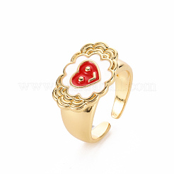 Brass Enamel Cuff Rings&nbsp;RJEW-S045-121-NR