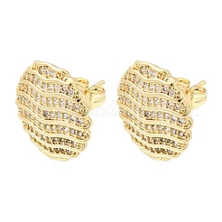 Brass Clear Cubic Zirconia Stud Earrings for Women&nbsp;EJEW-A162-06G