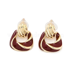 Brass Enamel Stud Earrings&nbsp;EJEW-P301-08G