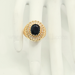 Brass Micro Pave Cubic Zirconia Open Cuff Rings for Women&nbsp;XU4500-1