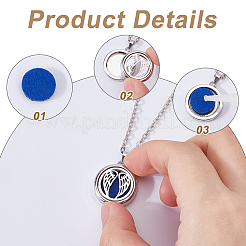 2 Sets Alloy Hollow Essential Oil Diffuser Perfume Locket Pendant 304 Stainless Steel Chain Necklaces&nbsp;NJEW-HS0001-22D