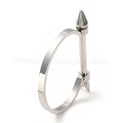 Tarnish Resistant 304 Stainless Steel D Shape Bangle with Arrow Screw&nbsp;BJEW-G636-06P