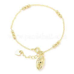 Brass Micro Pave Clear Cubic Zirconia Charm Bracelets for Women&nbsp;BJEW-C083-13G