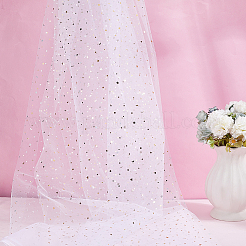 Star Moon Pattern Polyester Mesh Lace Fabric&nbsp;DIY-WH0504-446C